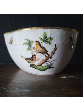 Herend Rothschild Birds Bowl Insects Butterfly Pattern #6000 RO, 5 Inches *Read